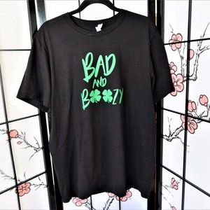 Bella Canvas St. Patrick Day Black T Shirt Size Large Bad and Boozy